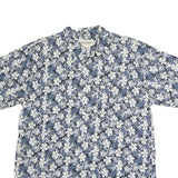 BENCHLINE Mens Blue & White Floral Cotton Shirt L Casual Summer Short Sleeve