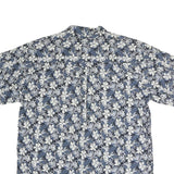 BENCHLINE Mens Blue & White Floral Cotton Shirt L Casual Summer Short Sleeve
