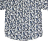 BENCHLINE Mens Blue & White Floral Cotton Shirt L Casual Summer Short Sleeve