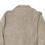 POUR LE SPORT Mens Beige Leather Zip Jacket M Suede Casual Outerwear