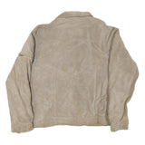 POUR LE SPORT Mens Beige Leather Zip Jacket M Suede Casual Outerwear