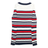 TOMMY HILFIGER Womens White & Red & Navy Striped Plain Crew Neck Basic Knit S