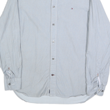 TOMMY HILFIGER Mens Blue Plain Shirt M Cotton Blend Button Casual Stylish