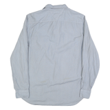 TOMMY HILFIGER Mens Blue Plain Shirt M Cotton Blend Button Casual Stylish