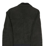 Mens Black Polyester Blend Zip Jacket S Faux Leather Contrast Plain Casual