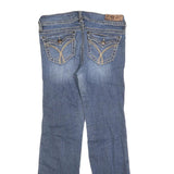 STUDDED FAME Womens Regular Blue Denim Bootcut Jeans W32 L30 Stylish Zip Closure