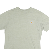 CARHARTT Mens Beige T-Shirt L Short Sleeve Crew Neck Pocket Casual Top