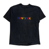 Single Stitch New York Hanes Graphic T-Shirt - Large Black Cotton