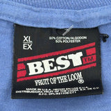 Single Stitch Fruit Of The Loom T-Shirt - XL Blue Cotton Blend