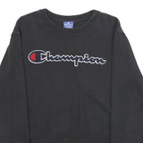 CHAMPION Mens Black Crew Neck M Cotton Logo Sweatshirt Casual Pullover