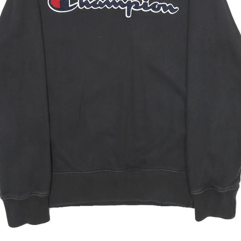 CHAMPION Mens Black Crew Neck M Cotton Logo Sweatshirt Casual Pullover