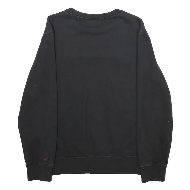 CHAMPION Mens Black Crew Neck M Cotton Logo Sweatshirt Casual Pullover