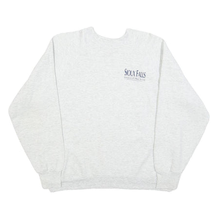 FRUIT OF THE LOOM Womens Grey Sioux Falls Crew Neck L Cotton Blend Sweatshirt