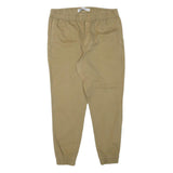 ZARA Mens Cotton Blend Beige Relaxed Drawstring Trousers W33 L28 Casual Wear