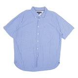 TOMMY HILFIGER Mens Blue Checked Shirt XL Casual Classic Cotton Button