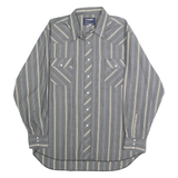 WRANGLER Mens Grey & Cream Striped Western Shirt XL Western Button Pocket