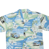 PARADISE STYLE Mens Blue & Green Hawaiian Shirt S Classic Cotton Blend Aloha