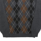WILKE-RODRIGUEZ Mens Grey Brown Black Patterned V-Neck Basic Knit M Jumper