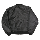 Mens Black Bomber Jacket XL Polyester Plain Zip Closure Classic Fit Casual