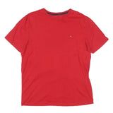 TOMMY HILFIGER Mens Red Classic T-Shirt L Short Sleeve Crew Neck Casual Wear