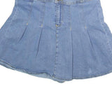 COLOURFUL PLANET Womens Blue Denim Pleated Mini Cotton Blend Skirt M Casual