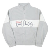 FILA Mens Grey & White Polyester Blend Pullover Plain Crew Neck Jumper S