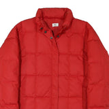 LACOSTE Womens Red Jacket L Polyester Blend Plain Zip Casual Winter Puffer