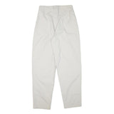 Womens Relaxed White Cotton Blend Trousers W29 L32 Zip Closure Straight Leg