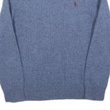 POLO RALPH LAUREN Womens Blue Plain Wool Pullover V-Neck Basic Knit S Classic