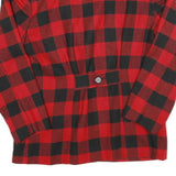 Womens Red & Black Check Button Jacket M Cotton Blend Classic Retro Style