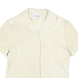 TRUSSARDI Womens Cream Suede Short Sleeve Shirt S Classic Casual Button Front