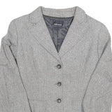 Womens Grey Plain Tailored Jacket S Polyester Blend Button Closure Formal