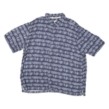 PALM BEACH Mens Blue & White Pattern Cotton Blend Shirt XL Casual Summerwear