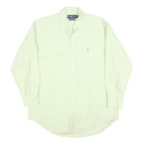 RALPH LAUREN Mens Light Green Plain Shirt L Cotton Classic Button Down Long