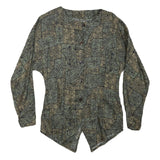 Womens Green Printed Cotton Blend Button Shirt Long Sleeve Round Neck M Stylish