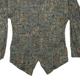 Womens Green Printed Cotton Blend Button Shirt Long Sleeve Round Neck M Stylish