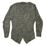 Womens Green Printed Cotton Blend Button Shirt Long Sleeve Round Neck M Stylish