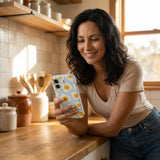 Powder Blue Sunny Side Up iPhone 14 Case - Lifestyle photo showing phone case in use