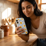 Powder Blue Sunny Side Up iPhone 15 Pro Case - Lifestyle photo showing phone case in use