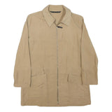 ZARA Womens Beige Cotton Blend Jacket S Plain Lightweight Zip Fastening