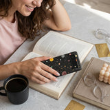 Black Galactic Glow Google Pixel 6 Case - Lifestyle photo showing phone case in use