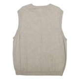 CHAPS Mens Beige Cotton Blend Plain V Neck Basic Knit XL Sleeveless Jumper Vest