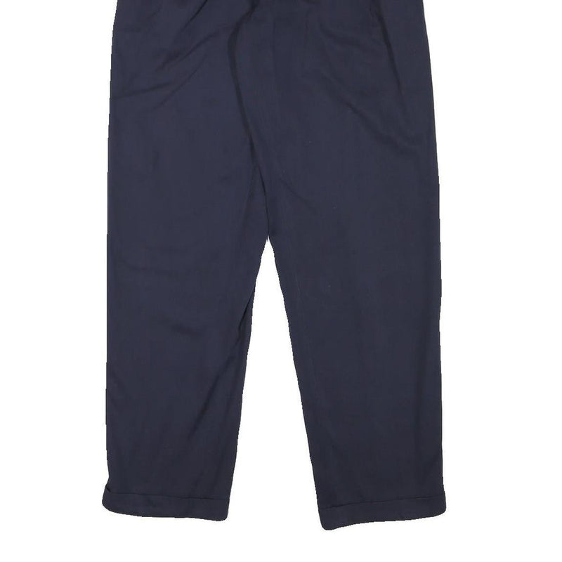 Mens Relaxed Navy Blue Polyester Blend Trousers Zip Closure W26 L30 Casual Smart