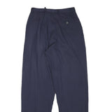 Mens Relaxed Navy Blue Polyester Blend Trousers Zip Closure W26 L30 Casual Smart