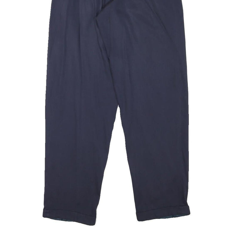 Mens Relaxed Navy Blue Polyester Blend Trousers Zip Closure W26 L30 Casual Smart