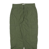H&M Womens Cotton Blend Green Regular Cargo Trousers W28 L28 Zip Pockets