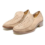 FCF Mens Leather Beige Loafers UK 8 Stylish Comfortable Dress Shoes