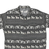 Mens Black & Cream Printed Cotton Blend Shirt M Elephant Pattern Casual Short