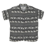 Mens Black & Cream Printed Cotton Blend Shirt M Elephant Pattern Casual Short