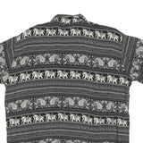 Mens Black & Cream Printed Cotton Blend Shirt M Elephant Pattern Casual Short